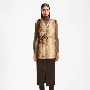 Faux Fur Vest with Tie Closure